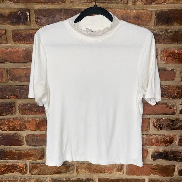 Joie White Knit Short Sleeve Mock Neck Lightweight Knit Top Women's Size XL - Picture 1 of 7